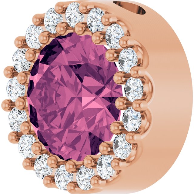 14K Rose Natural Pink Tourmaline & 1/8 CT Natural Diamond Halo-Style Pendant
