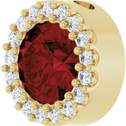 14K Yellow Natural Mozambique Garnet & 1/10 CT Natural Diamond Halo-Style Pendant