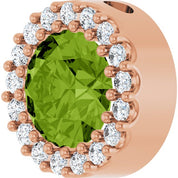 14K Rose Natural Peridot & 1/8 CT Natural Diamond Halo-Style Pendant