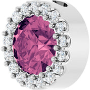 14K White Natural Pink Tourmaline & 1/8 CT Natural Diamond Halo-Style Pendant