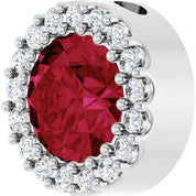 Sterling Silver Lab-Grown Ruby & 1/8 CT Natural Diamond Halo-Style Pendant