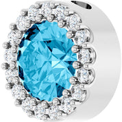 14K White Natural Aquamarine & 1/8 CT Natural Diamond Halo-Style Pendant