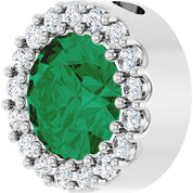14K White Lab-Grown Emerald & 1/8 CT Natural Diamond Halo-Style Pendant