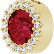 14K Yellow Lab-Grown Ruby & 1/8 CT Natural Diamond Halo-Style Pendant