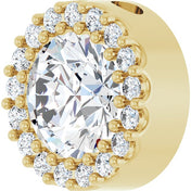 14K Yellow Natural White Sapphire & 1/8 CT Natural Diamond Halo-Style Pendant