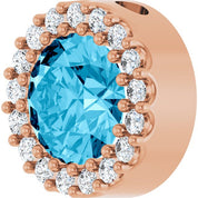 14K Rose Natural Aquamarine & 1/8 CTW Natural Diamond Halo-Style Pendant