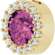 14K Yellow Natural Pink Tourmaline & 1/8 CT Natural Diamond Halo-Style Pendant