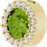 14K Yellow Natural Peridot & 1/8 CT Natural Diamond Halo-Style Pendant