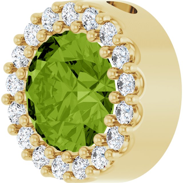 14K Yellow Natural Peridot & 1/8 CT Natural Diamond Halo-Style Pendant