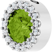 Sterling Silver Natural Peridot & 1/8 CT Natural Diamond Halo-Style Pendant