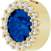 14K Yellow Natural Blue Sapphire & 1/8 CT Natural Diamond Halo-Style Pendant