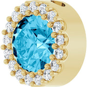 14K Yellow Natural Aquamarine & 1/8 CT Natural Diamond Halo-Style Pendant