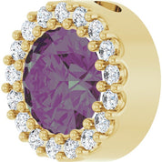 14K Yellow Lab-Grown Alexandrite & 1/8 CT Natural Diamond Halo-Style Pendant