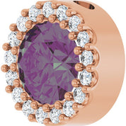 14K Rose Lab-Grown Alexandrite & 1/8 CTW Natural Diamond Halo-Style Pendant