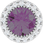 14K White Lab-Grown Alexandrite & 1/8 CT Natural Diamond Halo-Style Pendant