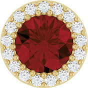 14K Yellow Natural Mozambique Garnet & 1/10 CT Natural Diamond Halo-Style Pendant