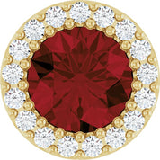 14K Yellow Natural Mozambique Garnet & 1/10 CT Natural Diamond Halo-Style Pendant