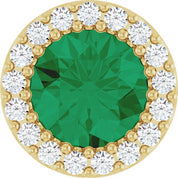 14K Yellow Lab-Grown Emerald & 1/8 CT Natural Diamond Halo-Style Pendant