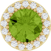 14K Yellow Natural Peridot & 1/8 CT Natural Diamond Halo-Style Pendant
