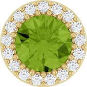 14K Yellow Natural Peridot & 1/8 CT Natural Diamond Halo-Style Pendant