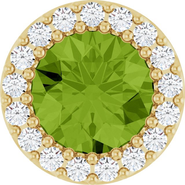 14K Yellow Natural Peridot & 1/8 CT Natural Diamond Halo-Style Pendant