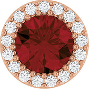 14K Rose Natural Mozambique Garnet & 1/8 CT Natural Diamond Halo-Style Pendant
