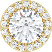14K Yellow Natural White Sapphire & 1/8 CT Natural Diamond Halo-Style Pendant
