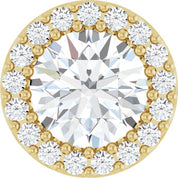 14K Yellow Natural White Sapphire & 1/8 CT Natural Diamond Halo-Style Pendant