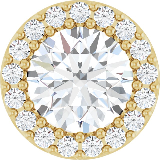 14K Yellow Natural White Sapphire & 1/8 CT Natural Diamond Halo-Style Pendant