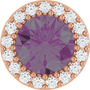 14K Rose Lab-Grown Alexandrite & 1/8 CTW Natural Diamond Halo-Style Pendant
