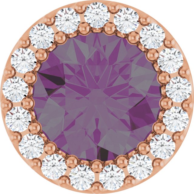 14K Rose Lab-Grown Alexandrite & 1/8 CTW Natural Diamond Halo-Style Pendant