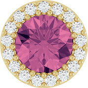 14K Yellow Natural Pink Tourmaline & 1/8 CT Natural Diamond Halo-Style Pendant