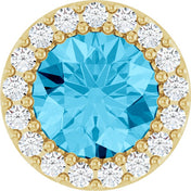 14K Yellow Natural Aquamarine & 1/8 CT Natural Diamond Halo-Style Pendant