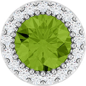 Sterling Silver Natural Peridot & 1/8 CT Natural Diamond Halo-Style Pendant
