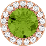 14K Rose Natural Peridot & 1/8 CT Natural Diamond Halo-Style Pendant