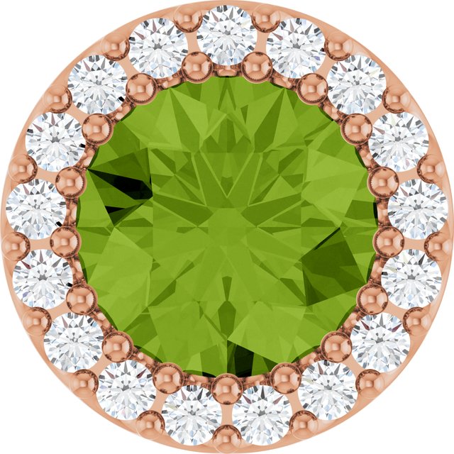 14K Rose Natural Peridot & 1/8 CT Natural Diamond Halo-Style Pendant
