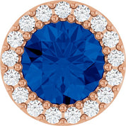 14K Rose Natural Blue Sapphire & 1/8 CTW Natural Diamond Halo-Style Pendant