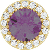 14K Yellow Lab-Grown Alexandrite & 1/8 CT Natural Diamond Halo-Style Pendant