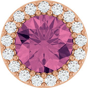 14K Rose Natural Pink Tourmaline & 1/8 CT Natural Diamond Halo-Style Pendant