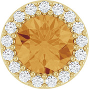 14K Yellow Natural Citrine & 1/8 CT Natural Diamond Halo-Style Pendant