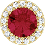 14K Yellow Lab-Grown Ruby & 1/8 CT Natural Diamond Halo-Style Pendant