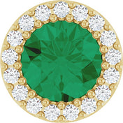 14K Yellow Natural Emerald & 1/8 CT Natural Diamond Halo-Style Pendant