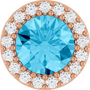 14K Rose Natural Aquamarine & 1/8 CTW Natural Diamond Halo-Style Pendant
