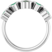 14K White Lab-Grown Emerald Ring