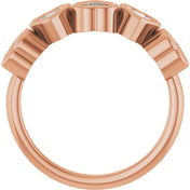 14K Rose Natural White Sapphire Ring