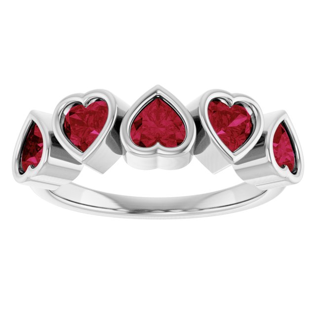 14K White Lab-Grown Ruby Ring