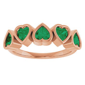 14K Rose Lab-Grown Emerald Ring