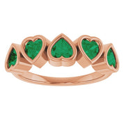 14K Rose Lab-Grown Emerald Ring