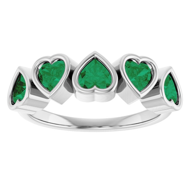 14K White Lab-Grown Emerald Ring