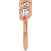 14K Rose Natural White Sapphire Ring